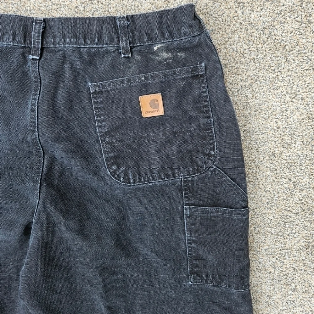 Vintage Carhartt Cargo Pants Black Dungaree Fit Distressed B11 BLK Mens 38x32